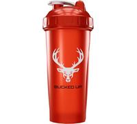 Bucked Up Perfect Shaker Bottle, 28oz, BPA-Free, Dishwasher Safe, Leak-Proof, Red Bottle with White Buck Logo