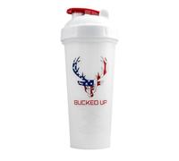 Bucked Up Perfect Shaker Bottle, 28oz, BPA-Free, Dishwasher Safe, Leak-Proof, Red White and Blue USA Flag Design