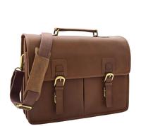Buckerell Mud Brown Real Leather Briefcase Messenger Bag House of Leather Brown Large