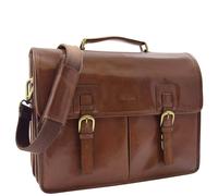 Buckerell Tan Real Leather Briefcase Messenger Bag House of Leather Tan Large