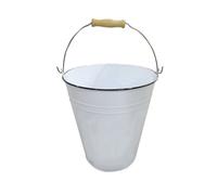 Bucket 10L White with Wooden Handle Decorative Cleaning Water Metal Vintage