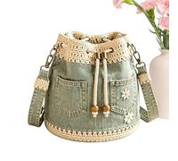 Bucket Bag Drawstring Daisy Embroidery Retro Boho