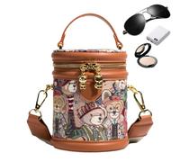 Bucket Bag Purse PU Leather Adjustable Retro Bear Small Pouch