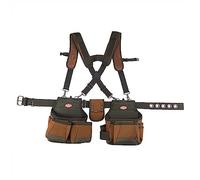 Bucket Boss - Airlift Tool Belt with Suspenders, Tool Belts - Original Series (50100) with 12 Pockets, Brown, 52 Inch