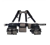 Bucket Boss Mullet Buster 3 Bag Tool Belt with Suspenders in Grey, 55135, Black, full size