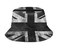 Bucket Cap,Old Stained Dirty Union Jack British Flag Bucket Hat Black and White Bucket Hat Fisherman Hat Sun Hat for Women Men
