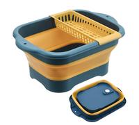 Bucket for Cleaning, Portable Foldable Dish Pan with Drain Stop, Household Cleaning Tools for Kitchen Bowl Laundry Fishing Bathroom Camping Picnic