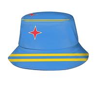 Bucket Hat Aruba Flag Outdoor Cap Flat Top Beach Sun Hat Lightweight Summer Beach Sun Hat for Ladies, Hunt, Fishing