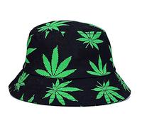 Bucket Hat Cap Marijuana Weed Leaf Cannabis - Foldable Snapback Men Women (One Size, Style 6 Green), Green, One Size