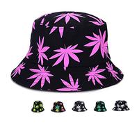 Bucket Hat Cap Marijuana Weed Leaf Cannabis - Foldable Snapback Men Women, Style 3 Purple, One Size
