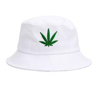 Bucket Hat Cap Marijuana Weed Leaf Cannabis - Foldable Snapback Men Women, White, One Size