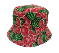 Bucket Hat- Cotton Reversible Fishermans Summer Sun Hat Festival Beach Party Rave Sports Many Styles & Colours (Watermelon)