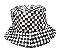 Bucket Hat- Cotton Reversible Fishermans Summer Sun Hat Festival Beach Party Rave Sports Many Styles & Colours (Black and White Check)