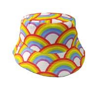 Bucket Hat- Cotton Reversible Fishermans Summer Sun Hat Festival Beach Party Rave Sports Many Styles & Colours (Rainbow)