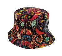 Bucket Hat- Cotton Reversible Fishermans Summer Sun Hat Festival Beach Party Rave Sports Many Styles & Colours (Paisley Multicolour)