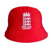Bucket Hat for England Cricket 3 Lions emblem for T20, One Day and Test matches. Quality hats to play cricket or support the national team in the stadium. (Red)