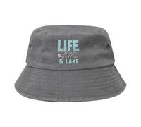 Bucket Hat Life is Better at The Lake Fisherman Sunshade Caps Uv Protection Sunshade Caps Packable Fisherman Hat for Camping Fishing Travel