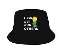 Bucket Hat Upside Pineapple Play Well with Others Funny Swinger Sunshade Caps Uv Protection Fisherman Hats Unisex Beach Cap for Hiking Outdoor Travelling