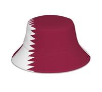 Bucket Hat with Unique Qatar Flag Print Stylish Breathable Foldable Versatile Outdoor Accessory Black