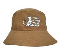 Bucket Hat Women Cotton Sun Cap Cat Print Adjustable Brown