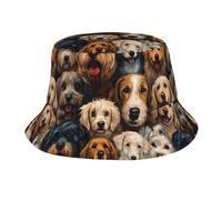 Bucket Hats for Men Woman - Cute Dog Face Print Lightweight Foldable Beach Bucket Hat, Breathable Sun Boonie Hat for Golf Ravel Fishing Outdoor Hiking Black