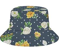 Bucket Hats for Women Roses Peonies Blossom Polka Dots Summer Unisex Fashion Bucket Printed Hat Sun Cap Packable Outdoor Fisherman Hat for Women and Men Teens Beach Caps Fishing Cap