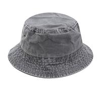 Bucket Hats Men Washed Cotton Bucket Hat Foldable Beach Hat Wide Brim Washed Denim Hat Cute Outdoor Fisherman Hat Camping Hats Unisex (Grey, One Size)
