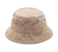Bucket Hats Men Washed Cotton Bucket Hat Foldable Beach Hat Wide Brim Washed Denim Hat Cute Outdoor Fisherman Hat Camping Hats Unisex (Khaki, One Size)