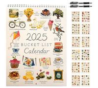 Bucket List Calendar 2025, Bucket List Calendar, 9 * 12 Inch 12 Months Large Double Spiral Wire-Binding Wall Calendar With Hook, To-Do List & Notes, Wall Calendar For Planning Or Organizing (3Pcs)