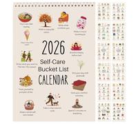 Bucket List Calendar 2026, 12-Month Vertical Wall Calendar With Inspirational Goal & Motivational Features, Spiral Bound Monthly Planner For Family