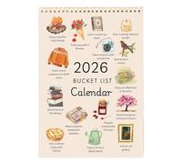 Bucket List Calendar 2026, 12-Month Vertical Wall Calendar with Inspirational Goal Planner and Motivational Features, Home Monthly Planner for Wall Decor