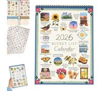 Bucket List Calendar 2026, 9 X 12 Inch Spiral Bound Monthly Planner, Inspirational Goal Planner Motivational Illustrations, Funny Desk Planner For Planning School Home Offices Decor