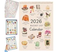 Bucket List Calendar 2026, Inspirational Goal-Setting Hanging Wall Calendar With Monthly Bucket List Activities, Celebration Of Life’s Seasons, Goal Setting Unique Gift (B)