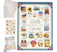 Bucket List Calendar 2026, Inspirational Goal-Setting Hanging Wall Calendar With Monthly Bucket List Activities, Celebration Of Life’s Seasons, Goal Setting Unique Gift (A)