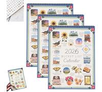 Bucket List Calendar 2026 - Spiral Bound Seasonal Calendar with Inspirations, Motivational Wall Calendar for Family and Office, 12-Month Wish List Planner as a Special Gift (3 Pieces)