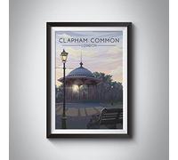 Bucket List Prints Clapham Common London Travel Poster A3 11.7x16.5in / Black Frame