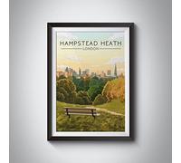 Bucket List Prints Hampstead Heath London Skyline Travel Poster A3 11.7x16.5in / Print Only