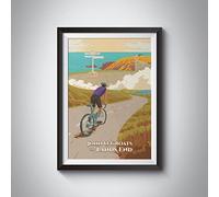 Bucket List Prints John O'Groats to Lands End Cycling Travel Poster A4 8.3x11.7in / Natural Frame