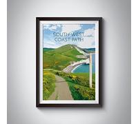 Bucket List Prints South West Coast Path National Trail Travel Poster 8x10in / Black Frame