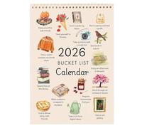 Bucket List Wall Calendar 2026, 11x8" 12 Months Vertical Motivational Calendar, Double Spiral Calendars with Goal Planner & Motivational Features, To Do List Calendars for Planning or Organizing