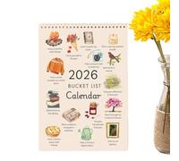 Bucket List Wall Calendar 2026, 12-Month Vertical Calendar, Watercolor Illustrations, Inspirational Goal Planner & Motivational Quotes, Decorative Annual Calendars, Wall Planner For Home Office
