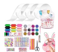 Bucket-packed Nano Tape Bubble Kit, 3 Rolls Double Sided Tape Plastic Bubble, Super Elastic Bubble Balloons With Inflator And Full Set of Material Bubble Filling Nano Tape Kit for Kids