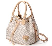 Bucket Purse for Women With Chic West Hobo Style, Drawstring Shoulder Handbag, Tote Featuring Pockets Design, White, One Size