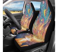 Bucket Seats Covers Galaxy Cat 2 Pcs Front Seats Cushion Cover Comfortable Car Seat Protector Absorbent Sweat Car Seat Cover For Car, Sedan, Truck, 52X138Cm