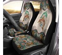 Bucket Seats Covers Orange Boho Dolphin 2 Pcs Car Seat Cover Absorbent Sweat Car Seat Protector Elasticity Front Seats Cushion Cover For Truck, Car, Sedan, 52X138Cm