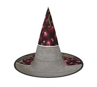 Bucket With Full Of Cherries Print Halloween Witch Hat Unisex Carnival Cap For Masquerade Balls And Roleplaying Events