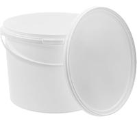Bucket with Lid, 10 x 10 L, White, Food-Safe, Stable, Airtight, Leak-Proof, Odourless, Plastic Storage Container with Handle, Empty, 10 Pieces Each 10 Litres
