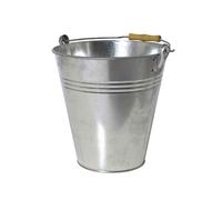 Bucket + Wooden Handle 10L Silver Planter Flower Pots Plants Garden Terrace