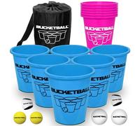 BucketBall | Team Color Edition | Combo Pack (Light Blue/Pink): Original Yard Pong Game: Best Camping, Beach, Lawn, Outdoor, Family, Adult, Tailgate, Jumbo, Giant Game