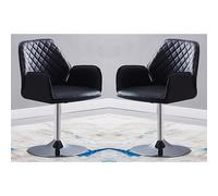 bucketeer swivel black faux leather dining chairs in pair